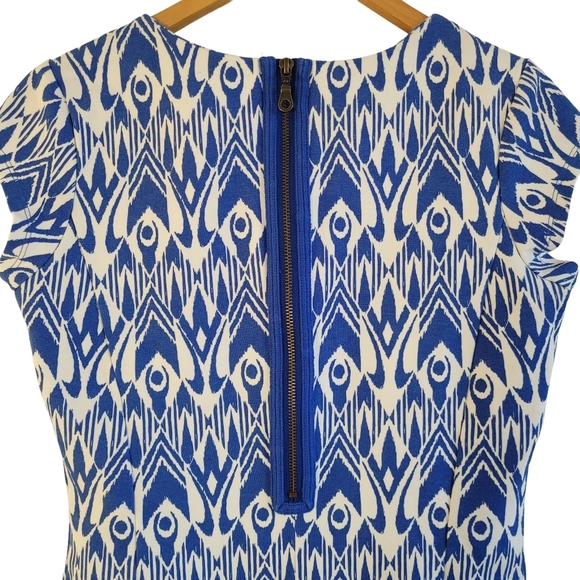 Hatley cap sleeve ikat print shift dress blue white small - Picture 5 of 13